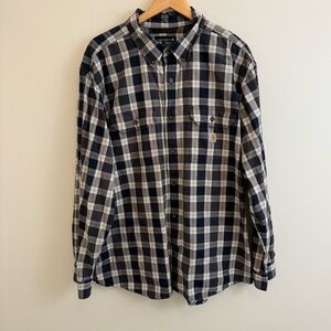 Carhartt Navy and White Plaid Button Down Shirt